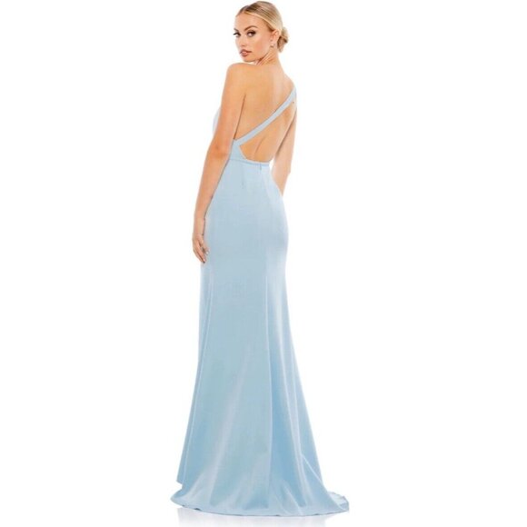 Ieena Mac Duggal Dress Womens Size 6 Powder Blue 26266 One Shoulder Gown Prom - Picture 2 of 8